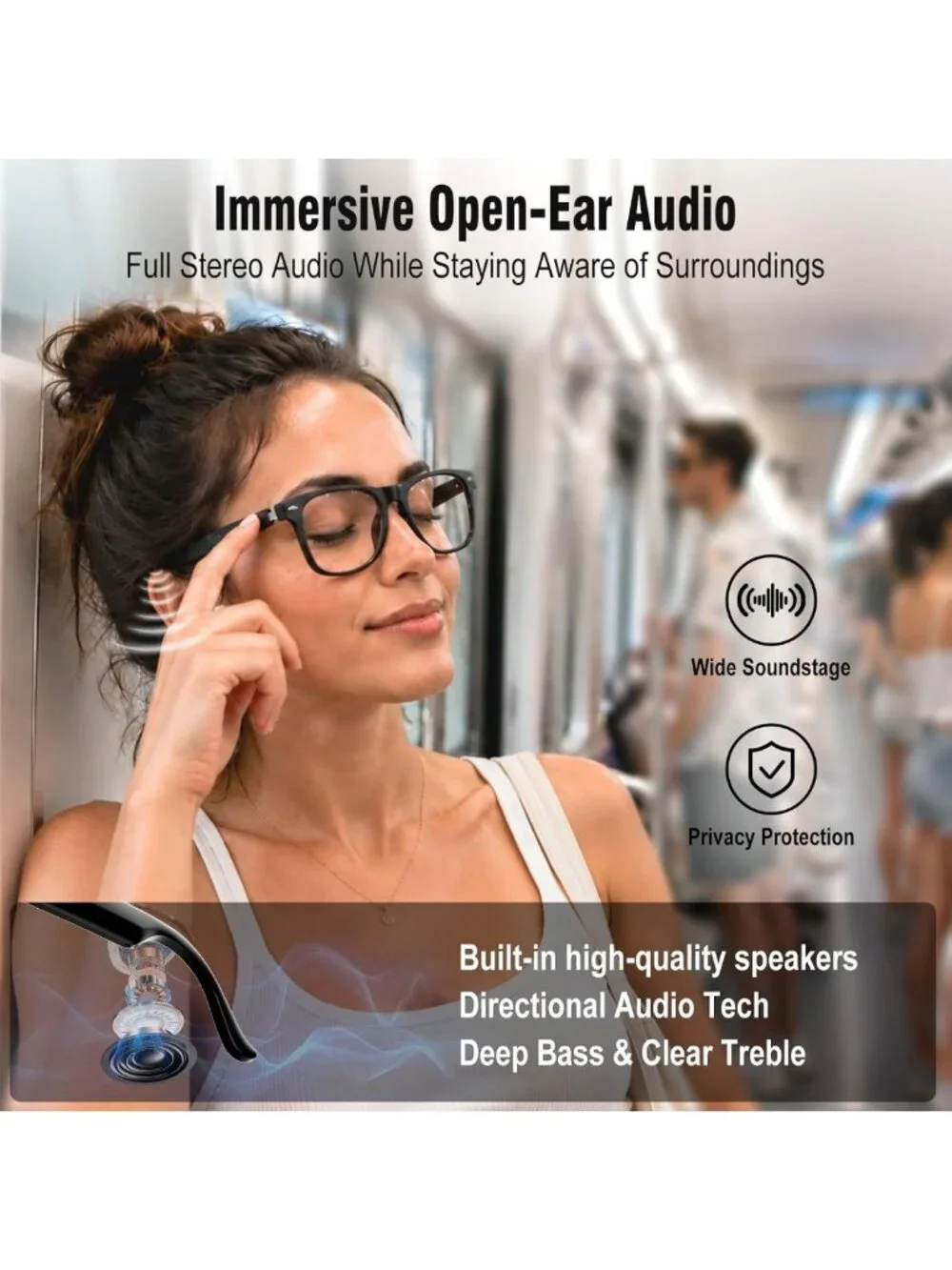 Audio Photochromic Smart Glasses for Men & Women - Translation & Music Features